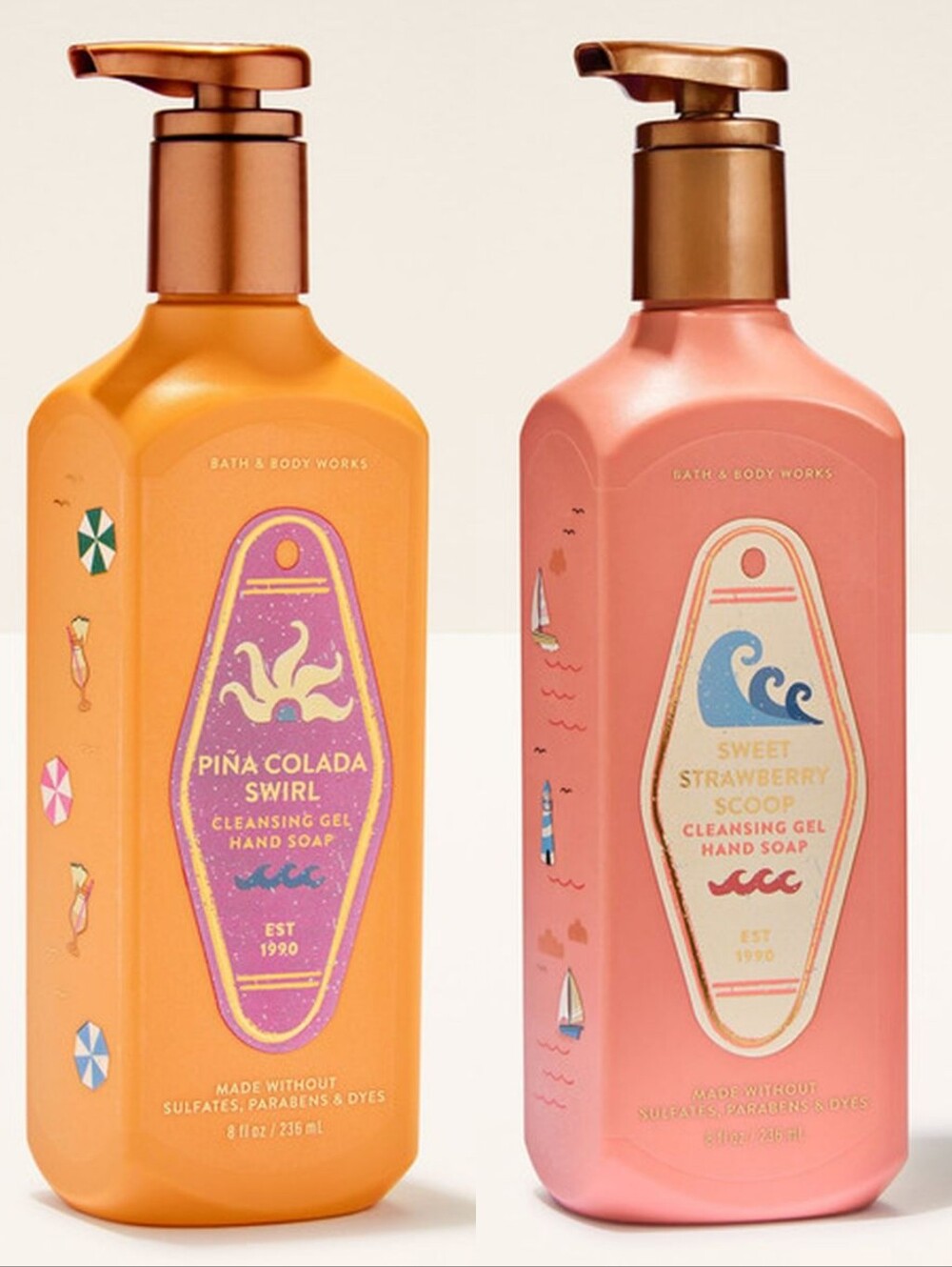Bath Body Works Piña Colada Swirl & Sweet Strawberry Scoop Gel Hand Soap Set